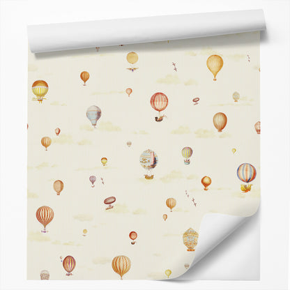 Peel & Stick Wallpaper Roll - Red Hot Air Balloons by DecoWorks