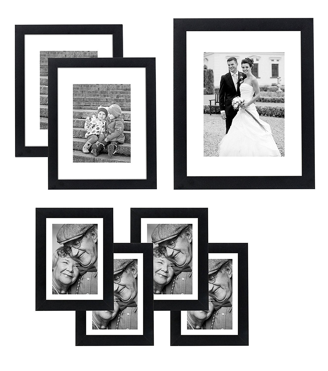 Americanflat Rustic 5x7 Picture Frame Set of 4 - Use As 4x6 Picture Frame with Mat or 5x7 Frame Without Mat - Photo Frame with Textured Engineered