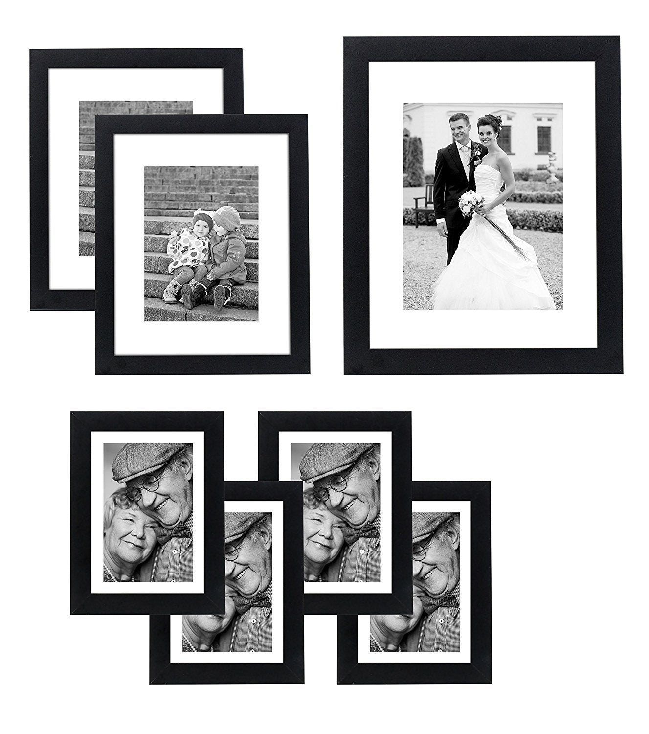 4 Opening Picture Frame 5x7 - Collage Black & White Frame