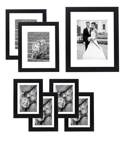 7 Pack Gallery Wall Set - Includes: (1) 11x14 Frame, (2) 8x10 Frames, and (4) 5x7 Frames - Picture Frame - Americanflat