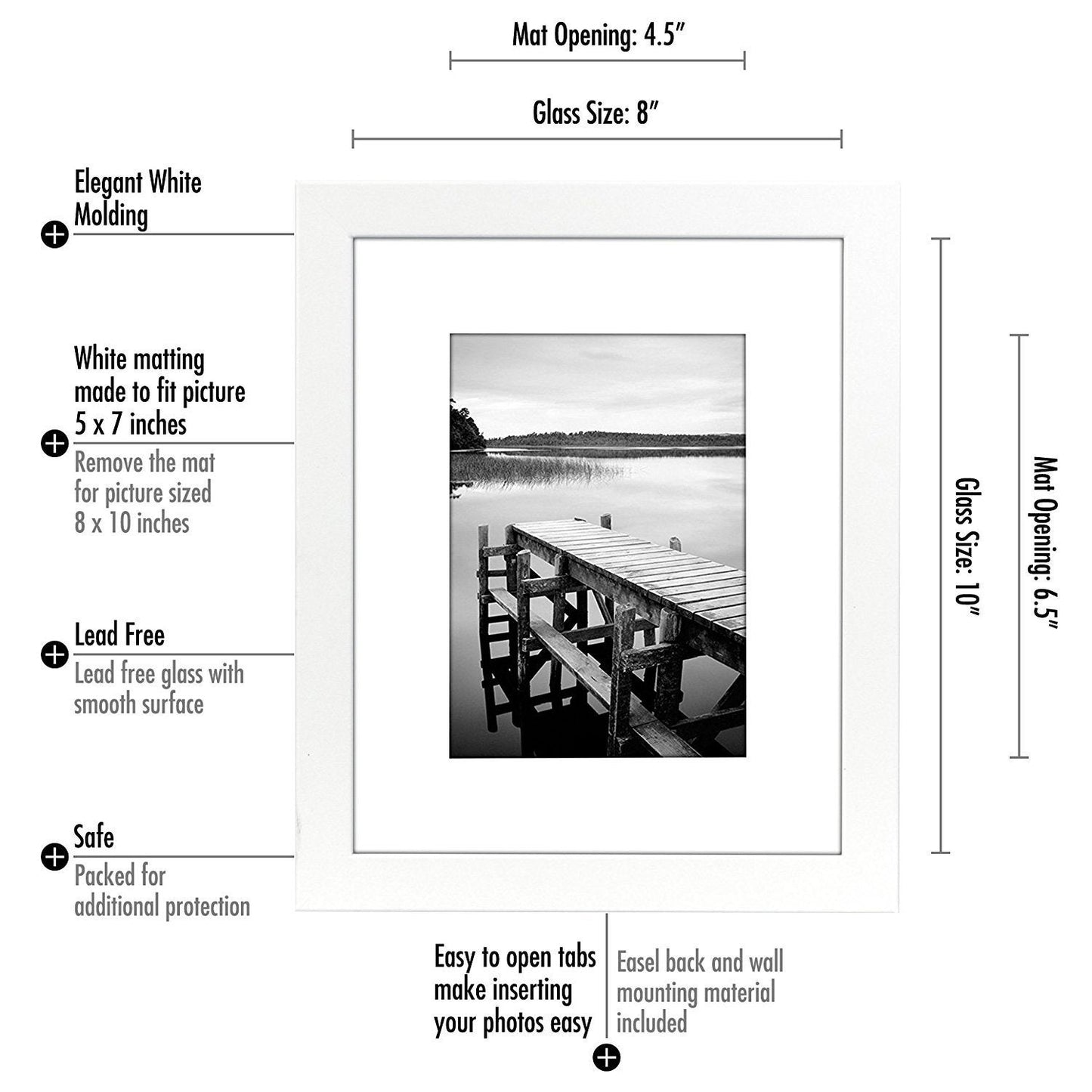 15 Pack - 8x10 White Picture Frames - Display Photographs 5x7 Inches With Mat or 8x10 Inches Without Mat - Highest Quality Materials - Picture Frame - Americanflat
