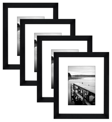 4 Piece Black Picture Frame Set | Displays 8x10 inch Photos. Shatter-Resistant Glass. - Picture Frame - Americanflat