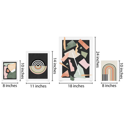 Americanflat Mid Century Modern Geometric Green & Pink by The Print Republic - 4 Piece Set