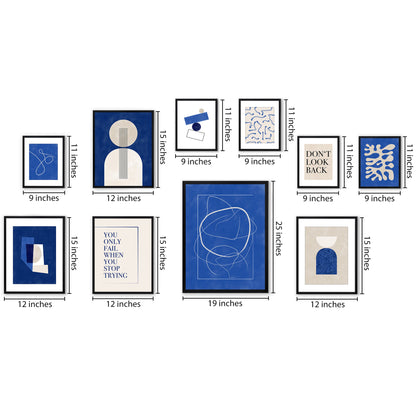 Americanflat Royal Blue Abstract Line Shapes by The Print Republic - 10 Piece Set