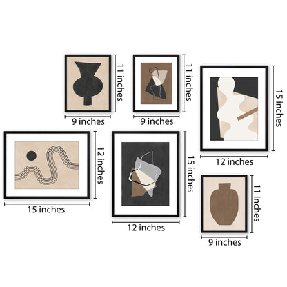 Americanflat Neutral Tones Minimalist Abstract by The Print Republic - 6 Piece Set