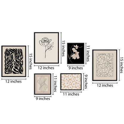 Americanflat Minimalist Flower Line Neutral by The Print Republic - 6 Piece Set